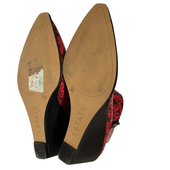 1.State Kipp Leather Wedge Ankle‎ Boots, Red & Black Snake Print, Size 9.5 - Picture 6 of 6